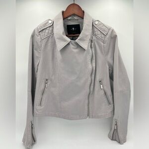 7 for all Mankind Cotton Moto Jacket Gray Size M Medium As Is